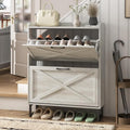 Maupvit Shoe Storage Cabinet with 2 Flip Drawers, Freestanding Organizer with Metal Legs for Entryway, Narrow Shoe Rack Cabinet, Beige
