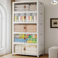 968QT Extra Large Stackable Storage Bins with Lids & Wheels & Door, 242Gal Foldable Collapsible Closet Organizers, Plastic containers drawers for bedroom Dorm