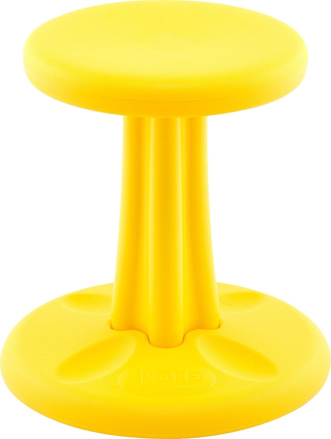KORE Design Wobble Stool Chair, Girls + Boys Kid Desk Stools, Ergonomic Small Office Chairs, Flexible Seating for Active Child, ADD/ADHD, Classroom, School, Home, Kids (14in), Age 6-7 yrs, Yellow