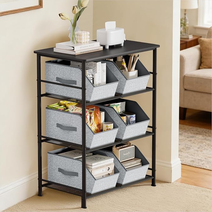 Homsorout Large Closet Storage Cubes - Closet Storage Bins with Dual Handles for Clothes, Towels, Toys, Shelf Organizer Bins for Bedroom, Nursery, Shelves, Small Spaces, Ant Light Gray, 4 Pack