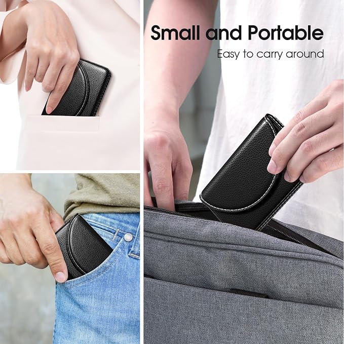 MaxGear Business Card Holder Case, PU Leather Business Card Case, Black | Pocket Name Card Holder Wallet for Purse, Portable Business Card Carrier with Magnetic Closure, Slim Stylish Men Women Gift