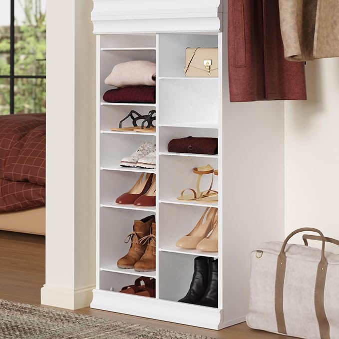 ClosetMaid Modular Storage Shelf Unit with 12 Adjustable Shelves & Dividers, White