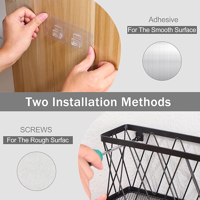 YIGII Adhesive Cabinet Door Organizer with Tumbler Lid Organizer, Wall Mounted Lid Organizers Inside Cabinet for Tupperware Storage, Slim Space Kitchen Basket for Pantry, Under Sink