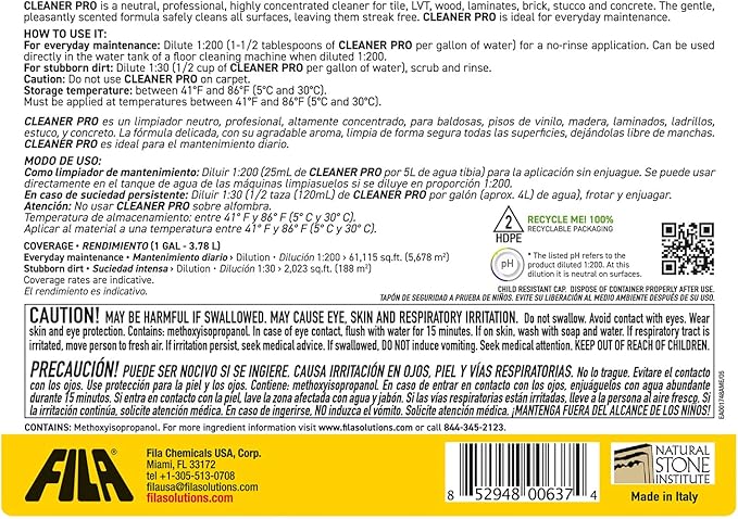FILA Surface Care solutions CLEANER PRO Neutral All Surface Cleaner, 1 Gallon