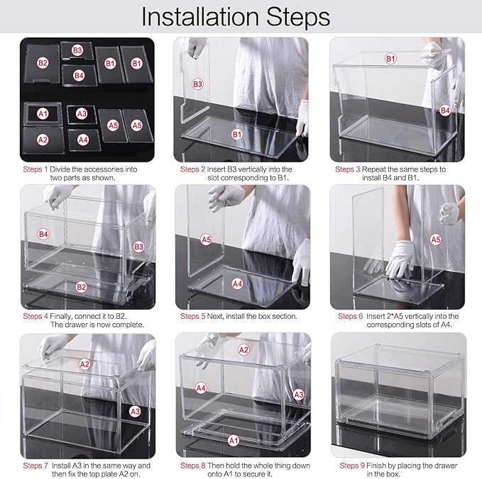 DILIBRA 2 Packs Large Stackable Storage Drawers, Plastic Clear Bathroom Make up Under Sink Drawer Organizers, Acrylic Bathroom Storage Bins for Cabinet Closet Office Kitchen Pantry Snacks Organization