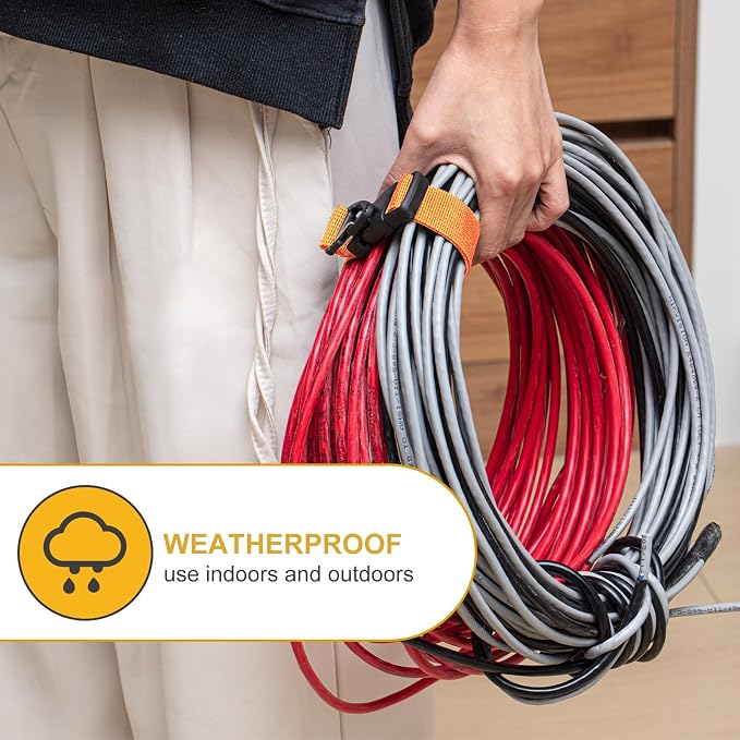 12 Pack 17 Inch Adjustable Extension Cord Holder Organizer with Triangle Clips for Garage Organization and Storage Heavy Duty Extension Cord Hanger for Men Workshop (Orange)