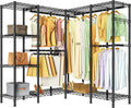 Golpart Heavy Duty Garment Rack Clothes Rack,Large Metal Closet Organizer System Storage Wardrobe,Freestanding Clothing Rack with Adjustable Wire Shelves& Hang Rods,MaxLoad 1100lbs