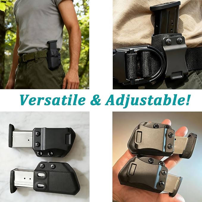 Universal Mag Carrier IWB/OWB Magazine Holster Fits for 9mm/.40 Double Stack, Right & Left Hand 2Pack