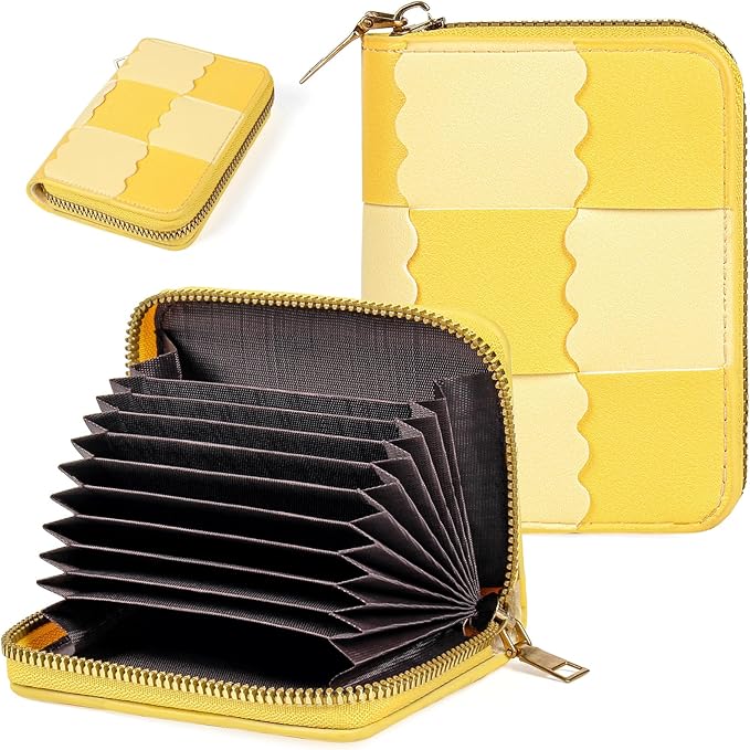 Credit Card Wallet, RFID Card Case Wallet, Zipper Card Cases Holder for Men Women, RFID Blocking, KeyChain Wallet, Compact Size Card Organizer Case for Women