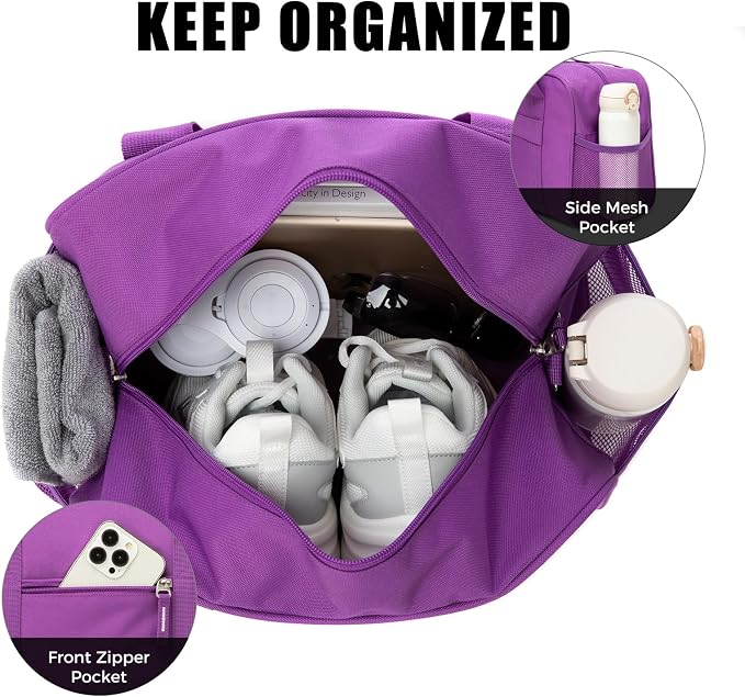 SeaRock 14 inch Small Gym Bag for Men & Women, Mini Duffle Bag for Travel Sports, Lightweight Carry On Duffel Bag, Purple