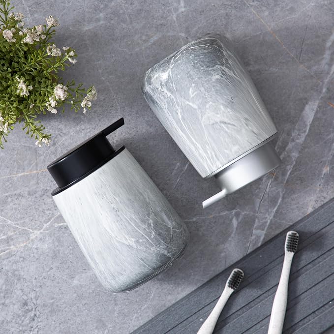 Enra Ceramic Foaming Soap Dispenser,12 oz Gray Hand Foam Soap Dispenser for Bathroom Kitchen with Easy-to-Press Pump(Gray Foam Type)