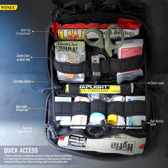 WYNEX Tactical Mag Admin Pouch, Molle Triple Magazine Pouches | Utility Tool Pouch Medical EMT Organizer with Triple Stacker Magazines Holder for M4 M16, Molle Compatible, Patch Included
