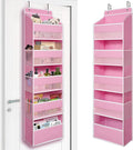 TYMENSH Pink Over Door Organizer with 5 Large Clear Pockets and 6 Side Mesh Pockets, Anti-Tilt Hanging Door Storage for Nursery, Bedroom, Bathroom, Closet, Toys, Baby Essentials