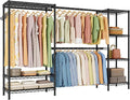 Golpart Heavy Duty Garment Rack Clothes Rack,Large Metal Closet Organizer System Storage Wardrobe,Freestanding Clothing Rack with 7 Adjustable Wire Shelves&3 Hang Rods,MaxLoad 1500lbs