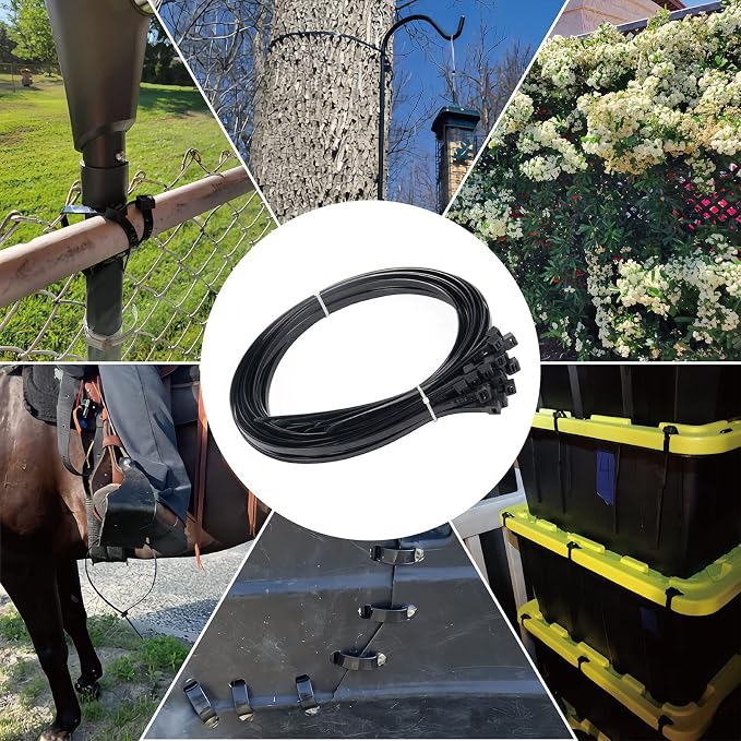 Zip Ties, Zip Ties Heavy Duty, Assorted Sizes (12"+18"+24")-300 Pack, Cable ties, Large Zipties Heavy Duty Black, Wire Ties with 220 lb Tensile Strength for Outdoor Use, Long Zip Tie, ANOSON
