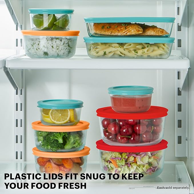Pyrex Simply Store (5-Pack) Large Glass Food Storage Containers Set, (3, 6 & 11 Cup) Meal Prep Containers With Plastic BPA-Free Lids, Dishwasher & Microwave Safe | Meal Prep Rectangular Dishes W/ Lids | Nonporous Material | Resists Stains Or Odors | St...