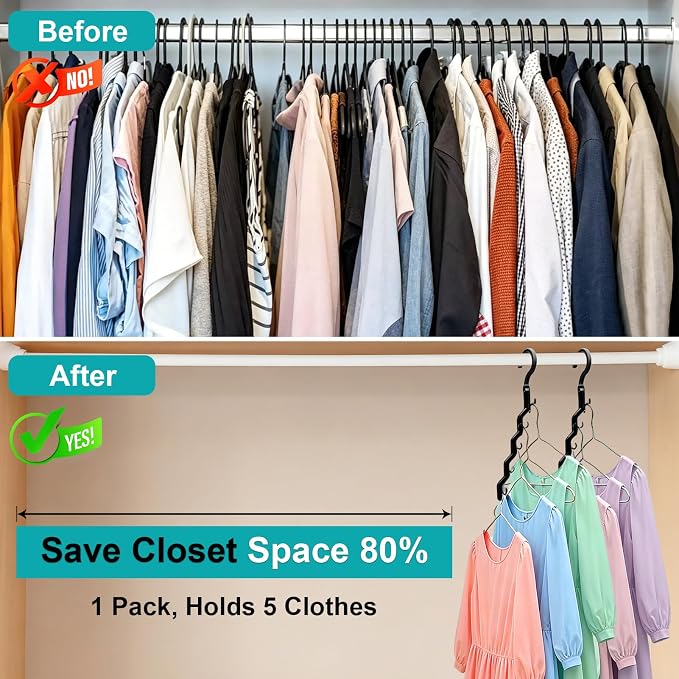 Closet Organizers and Storage,Upgraded Organization and Storage Clothes Hanger,College Dorm Room Essentials,Sturdy Closet Organizer Home Essentials Space Saving Hangers (Multicolor, 16 Pack)