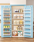 8 Tiers Over the Door Organizer - Height Adjustable Pantry Organizers and Storage with Dense Mesh Baskets, Anti-Swing Hanging Door Spice Rack for Kitchen Bathroom (White, 12.3"W x 4.7"D x 69"H)