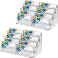 MaxGear 2 Pack Acrylic Business Card Holder, Card Display Stand, 8 Pockets | 4-Tier Freestanding Design, Clear Acrylic Construction, Fits Standard Business Cards for Reception, Office and Countertops