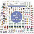 bloom daily planners Vintage Hand-Drawn Everyday Essentials Planner Stickers (535 Stickers) - Variety Pack for Decorating, Planning, Scrapbooking