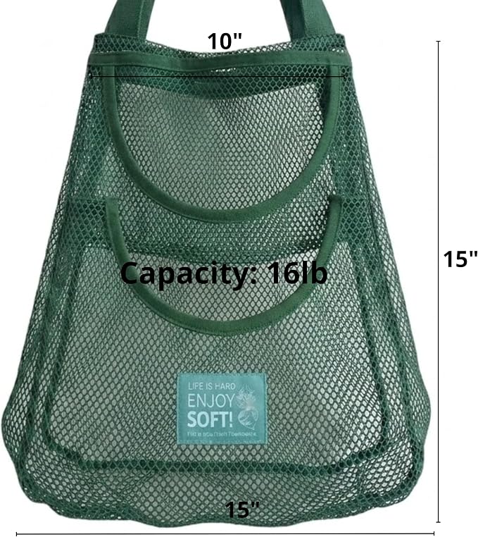 Durable Hanging Mesh Bags for Fruit & Vegetables. Reusable, Breathable Storage for Garlic, Potatoes & Pantry. Eco-Friendly Kitchen Organizer & Decor (2 extra large blue bags)