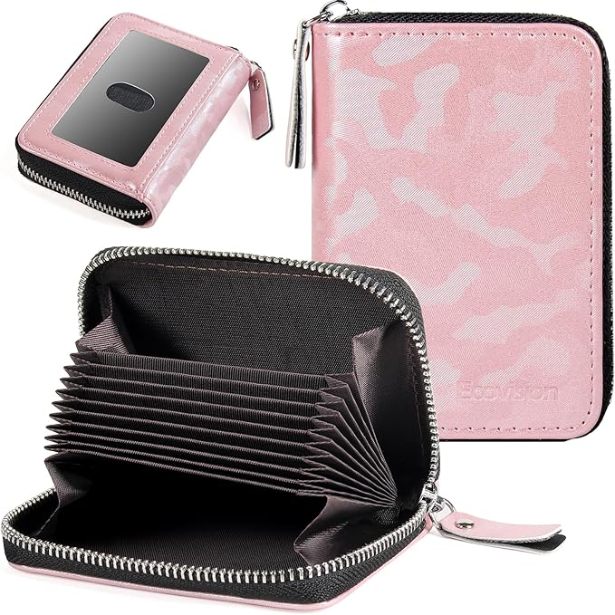 Credit Card Wallet, RFID Card Case Wallet, Zipper Card Cases Holder for Men Women, RFID Blocking, KeyChain Wallet, Compact Size Card Organizer Case for Women