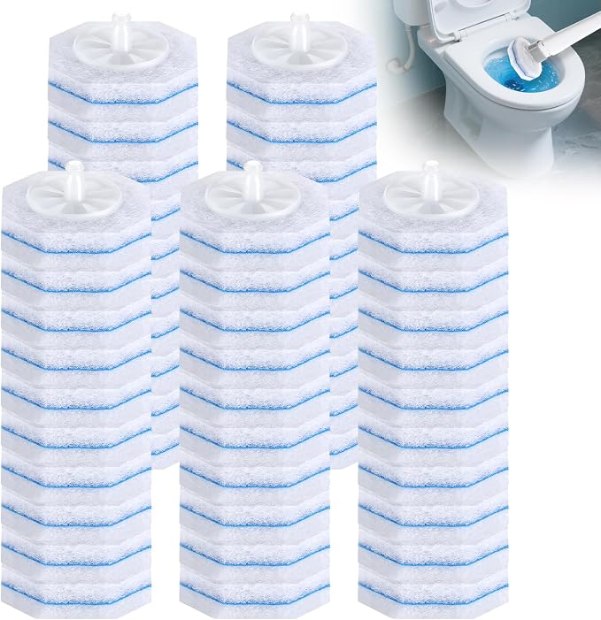 Disposable Toilet Brush Replacement Heads | Snap-on toilet brush heads fit most standard wand handles for quick everyday bathroom cleaning,50 Count