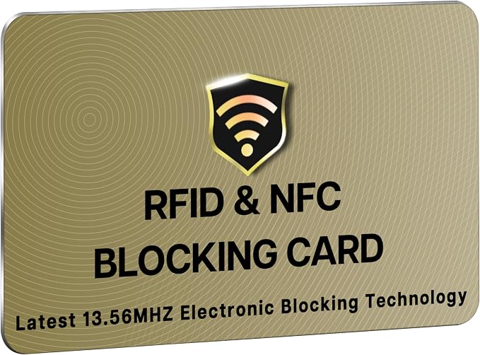 SaiTech IT 50 Pack RFID Blocking Card for Credit Debit ID Card, Golden | Slim Anti-Theft Contactless NFC RFID Blocker Protector, Easily Fit into Wallet and Purse, for Men & Women