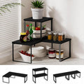 Golener Countertop Organizer Corner Shelf, 2 Tier Adjustable Stackable Corner Shelves for Kitchen, Bathroom, Spice Rack, Coffee Area, Cabinet, Dresser Table, Corner Counter Shelf Stand, Classic Black