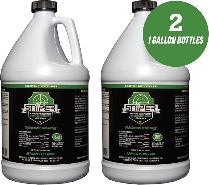 SNiPER Hospital Disinfectant, Odor Eliminator & All-Purpose Cleaner, 1 Gallon, 2-Pack