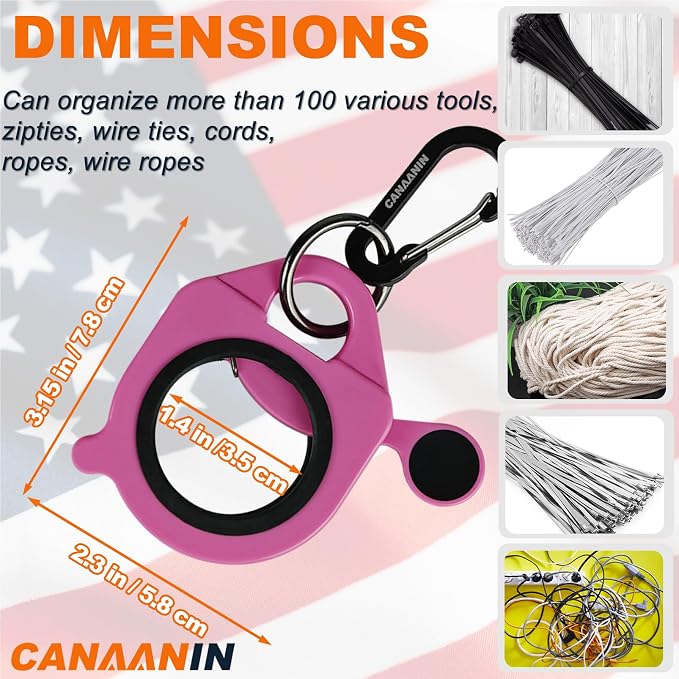 Zip Tie Holder Cable Tie Holder Heavy-Duty Colored Upgraded for Tool Belt Electrician Tool Tradie Bits Organized Strong Efficient Storage Reusable Portable (Pink, 4 Piece)