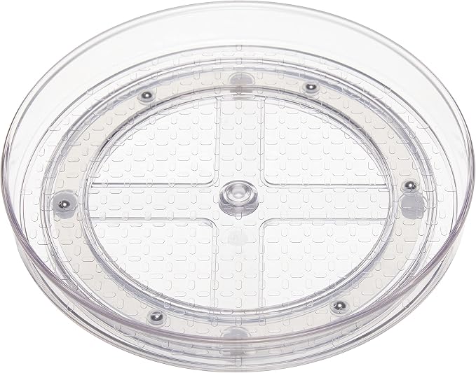 Amazon Basics Clear Rotating Lazy Susan Turntable Organizer for Condiments, 9-Inch, 2-Pack