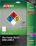Avery Printable Warning Signs, 8" x 8", Water/Chemical Resistant, 15 Removable Labels (61513)