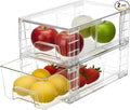 2 Pack Stackable Storage Drawers,Plastic Organizers Bins, Drawers Storage with Handles and Movable Dividers for Organization and Storage in Fridge,Bathroom, Pantry, Kitchen Cabinets, Under Sink