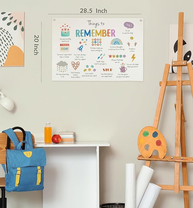 Classroom Wall Flag Decor-Teacher Gift-Inspirational Back to School Wall Banner Decor-Things To Remember-Hanging Rectangular Canvas Banner for Classroom Teacher Office Reading Corner