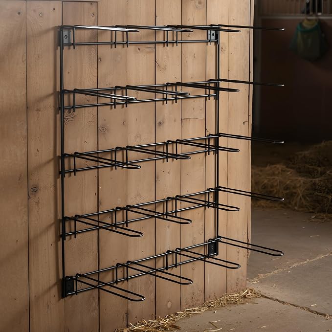 Duraaamo Horse Boot Rack Hold 10 Pairs of Boots Mounted Collapsible Organizer & Dry Hanger Boot Holder Storage for Equestrian Enthusiasts Horse Stall Accessories, 23 3/4" H X 17 1/2" W X 9 3/8" Depth