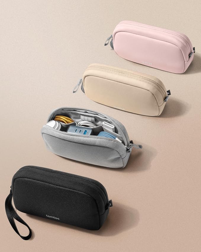 tomtoc Electronics Organizer Travel Case, Cable Organizer for Essentials | Water Resistant Tech Pouch Accessories Travel Bag Carry Storage for Cord, Phone, Cables, Airpods, USB Drive, Daily Items