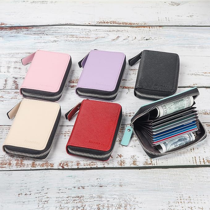 Credit Card Wallet, RFID Card Case Wallet, Zipper Card Cases Holder for Men Women, RFID Blocking, KeyChain Wallet, Compact Size Card Organizer Case for Women