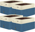 BALEINE 4 Pack Fabric Closet Storage Bins for Shelves, Linen Closet Organizers and Storage, Decorative Baskets for Organizing, Shelf, Clothes, Home, Office (Navy Blue, 12"x8"x8")