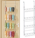 SWTYMIKI 4-Tier Water Bottle Organizer – Over the Door Stanley Cup Holder, Cup Organizer for Door or Wall Mount Option, Stanley Accessories for Pantry, Dorm, Office, RV Use, Silver