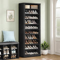 Hzuaneri Shoe Storage Cabinet,10 Tiers Farmhouse Tall Shoe Cubby Organizer | Freestanding Shoe Cabinets, Wooden Shoes Rack with Cubby, 27-30 Pairs, for Entryway, Living Room, Black SR52604X