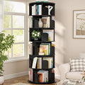 Aheaplus 6 Tier Rotating Bookshelf, Wood Spinning Bookshelf Tower, Round Revolving 360 Bookcase, Narrow Turning Book Shelf Rolling Corner Organizer for Small Space, Bedroom, Office, Black