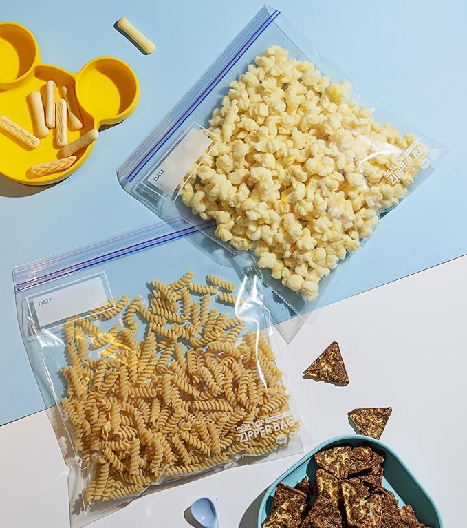 Double Zipper Food Storage Bags, Combo Pack, Quart and Gallon Sizes, BPA-Free, Heavy Duty (50 Quart and 30 Gallon in One Box)