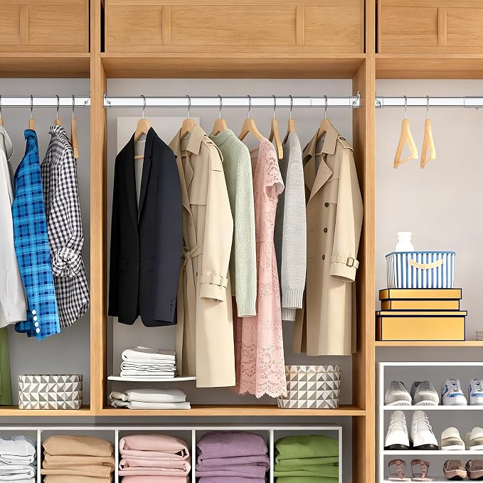 Premium Oval Closet Rod, No-Cut Stepless Adjustable Closet Rod 18"-31"