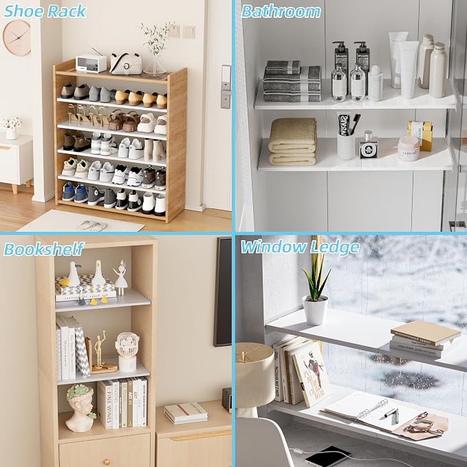 Adjustable Closet Shelves Divider,2 Pack of Expandable Metal Hanging Shelves,Separator for Closet Cabinet Wardrobe Cupboard Bedroom(White,15.8" D x 26"-38" W,2PCS)