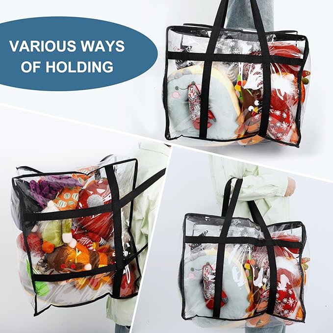 8Pack Clear Blanket Storage Bags, Vinyl Comforter Clothes Storage Closet Organizers and Storage Containers Moving Bags with Reinforced Handle for Bedding, Clothing, Comforters, Pillows, Toys,90L