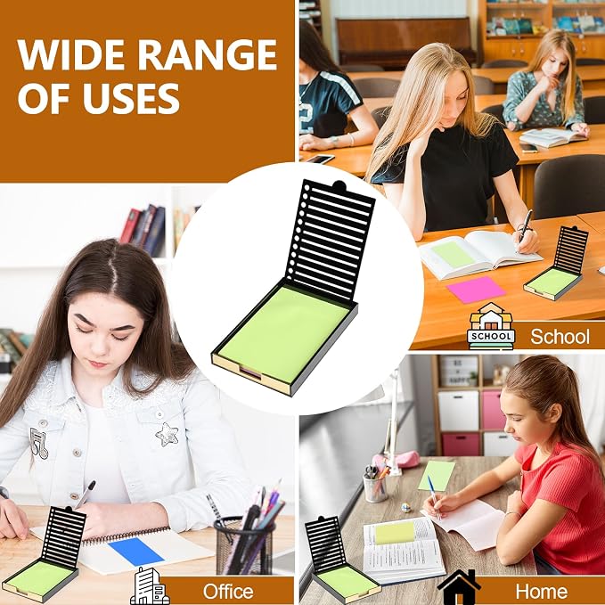 4" x 6" Sticky Notes Stencil and Holder Set with 5 Planner Stencils 100 Sheet Self-Stick Sticky Notes Black Acrylic Post It Note Stencil Holder Memo Organizer for Classroom Office Desk Organizer