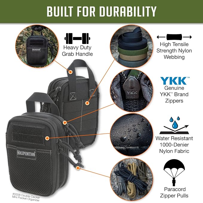 MAXPEDITION Double-Decker Pocket Organizer, Tactical Tool Pouch for Organization, EDC Pouch for Everyday Carry
