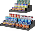Expandable Bamboo Can Rack Organizer, 3-Tier Adjustable Pantry Storage, Can Holder for Kitchen & Pantry, Canned Food Soda Organizer, Holds Up to 24 Cans, Black (Patent Pending)