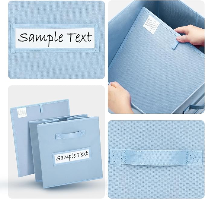 Fabric storage cubes (8 Pack) 13 Inch Cube Storage Bin, cube organizer bins with 8 Labels Window Cards & a Pen,Foldable cube organizer bins and Storage Box,Pastel Blue